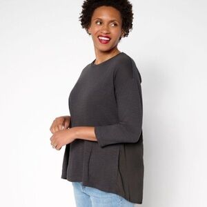 LOGO Lucille Tunic Casual Cotton Women's Top gray 1X